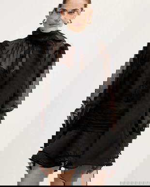 Retrofete rochie de matase Celandine culoarea negru, mini, evazati, R-FW25-11858-17