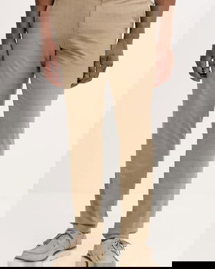 BOSS pantaloni cu lână culoarea bej, drept, 50556758