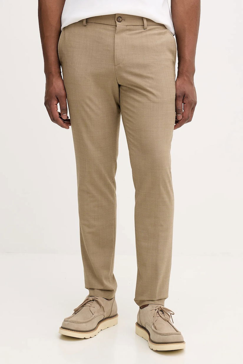BOSS pantaloni cu lână culoarea bej, drept, 50556758