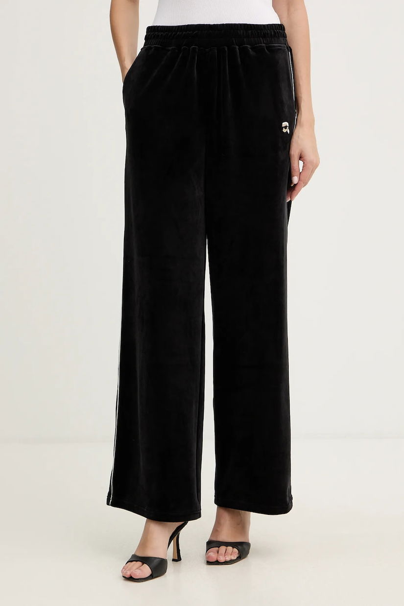 Karl Lagerfeld pantaloni de trening din velur IKON culoarea negru, uni, B1W10022