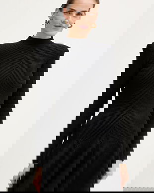 Retrofete rochie Sydonie culoarea negru, mini, evazati, FW24-9733