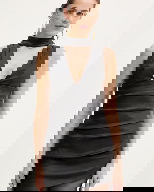 Retrofete rochie Sarina culoarea negru, mini, mulata, R-FW25-12039-17