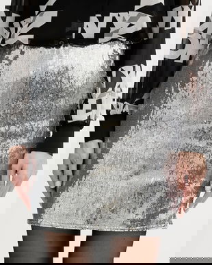 Dkny fustă culoarea argintiu, mini, drept, DJ6K9602