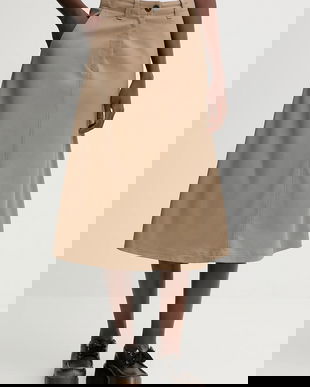 Marc O'Polo fustă cu lyocell culoarea bej, midi, evazati, 600001920065