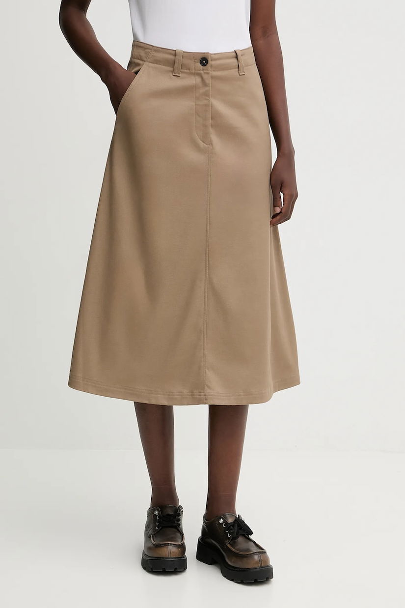 Marc O'Polo fustă cu lyocell culoarea bej, midi, evazati, 600001920065