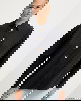 Karl Lagerfeld cămașă din bumbac culoarea negru, cu guler clasic, regular, B1W11012