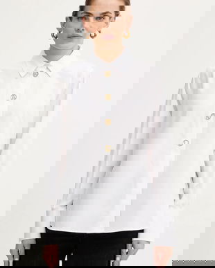 Karl Lagerfeld cămașă din bumbac culoarea alb, cu guler clasic, regular, B1W11012