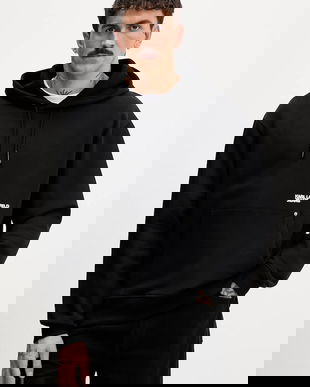 Karl Lagerfeld Jeans hanorac de bumbac culoarea negru, cu glugă, B1M20058