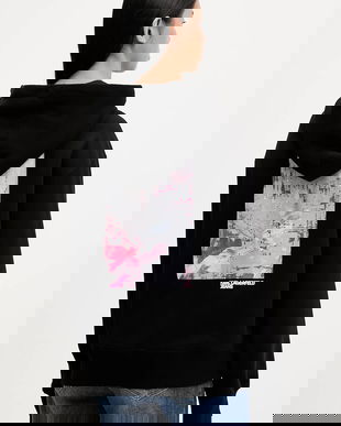 Karl Lagerfeld Jeans hanorac de bumbac culoarea negru, cu glugă, cu imprimeu, B1W20046