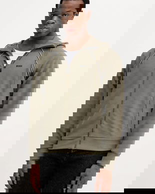 BOSS Green bluză culoarea verde, cu glugă, uni, 50553575