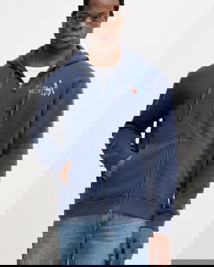 MC2 Saint Barth hanorac de bumbac culoarea bleumarin, cu glugă, cu imprimeu, MER0001