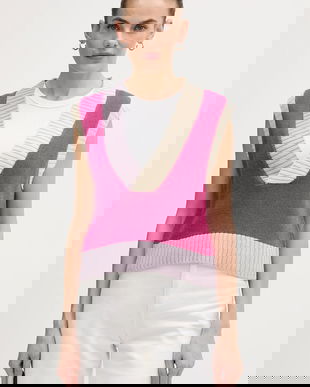 United Colors of Benetton vestă din amestec de lână culoarea violet, 16YCE403M