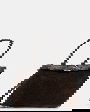 Answear.LAB geanta de mana din piele intoarsa culoarea maro