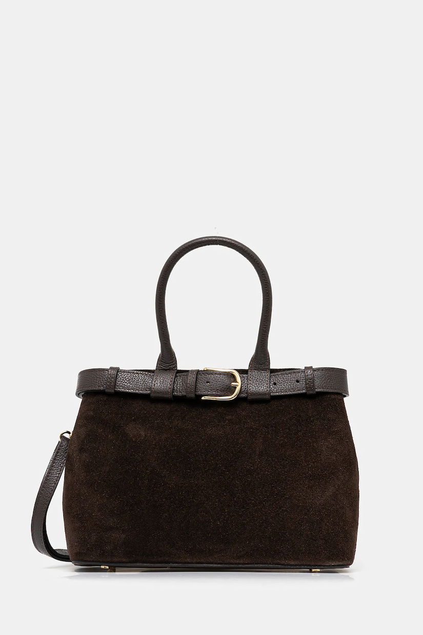 Answear.LAB geanta de mana din piele intoarsa culoarea maro