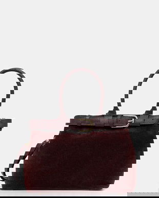 Answear.LAB geanta de mana din piele intoarsa culoarea bordo