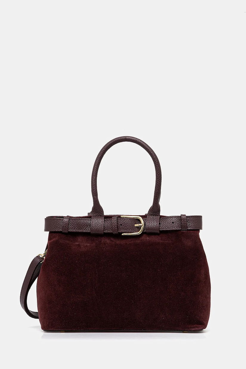 Answear.LAB geanta de mana din piele intoarsa culoarea bordo
