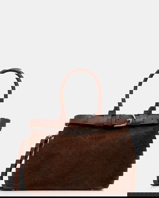 Answear.LAB geanta de mana din piele intoarsa culoarea maro