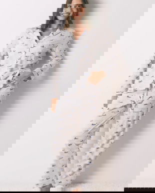 women'secret pijamale din bumbac culoarea gri, 3592441