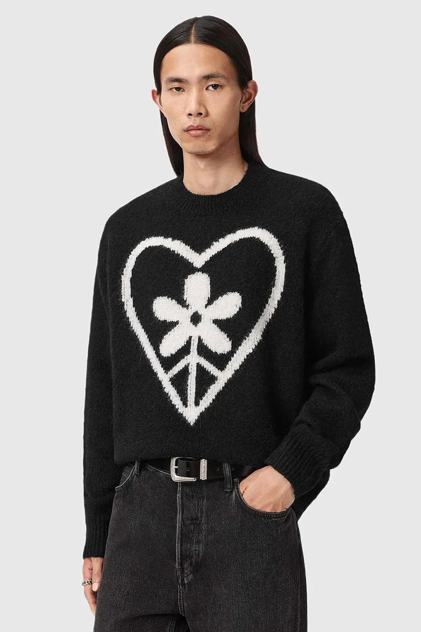 AllSaints pulover din amestec de lână culoarea negru, M042KD