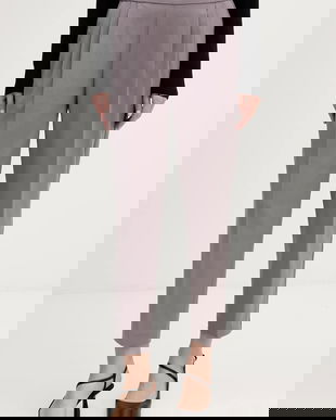 Sisley pantaloni culoarea gri, fason chinos, high waist, 41YPLF043