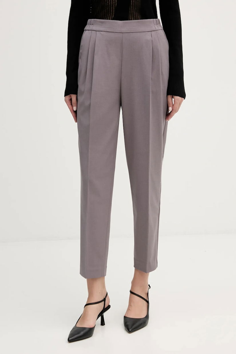 Sisley pantaloni culoarea gri, fason chinos, high waist, 41YPLF043