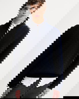 A.P.C. pulover de lână Pull Theo culoarea bleumarin, cu turtleneck, WVBCZ.H23416