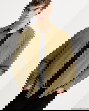 A.P.C. cămașă din bumbac Chemise Malo Logo culoarea verde, cu guler clasic, relaxed, COHKU.H12553