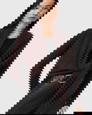 AllSaints cardigan din cașmir culoarea maro, light, W091KD