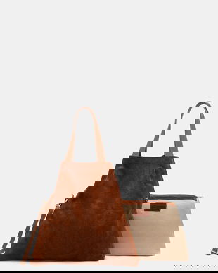 Answear Lab geanta de mana din piele intoarsa culoarea maro