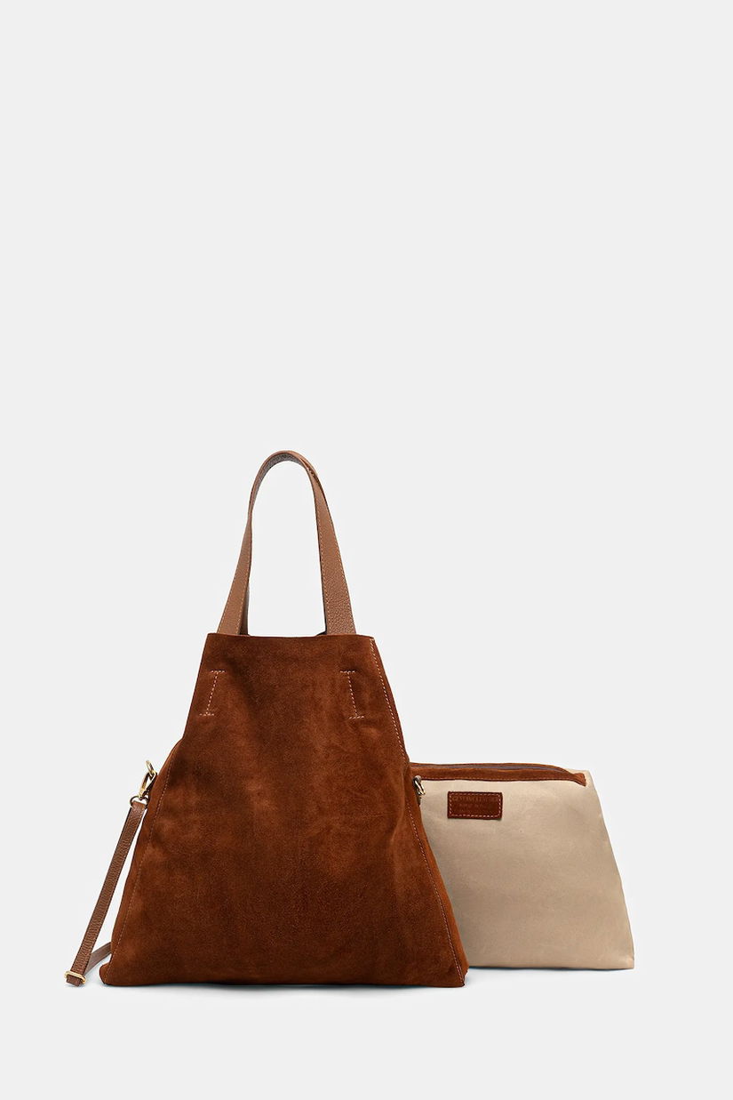 Answear Lab geanta de mana din piele intoarsa culoarea maro