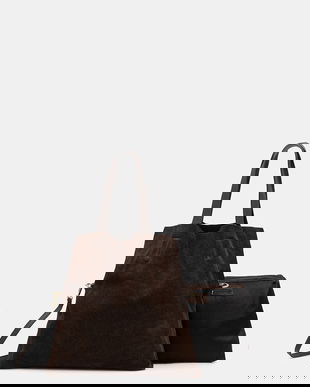 Answear.LAB geanta de mana din piele intoarsa culoarea maro