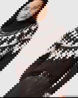 AllSaints pulover din amestec de lână TARA culoarea gri, călduros, cu guler, W086KB