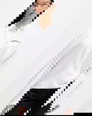 Karl Lagerfeld Jeans camasa culoarea alb, cu guler clasic, relaxed, B1W11026