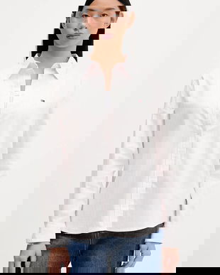 Tommy Jeans cămașă din bumbac culoarea bej, cu guler clasic, regular, DW0DW19890