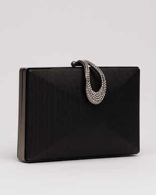 Clutch elegant negru cu design geometric