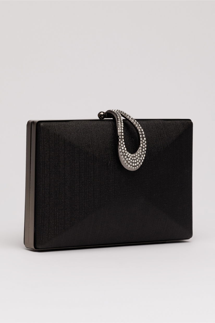 Clutch elegant negru cu design geometric