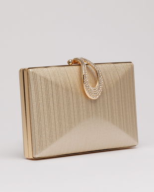 Clutch elegant auriu cu design geometric