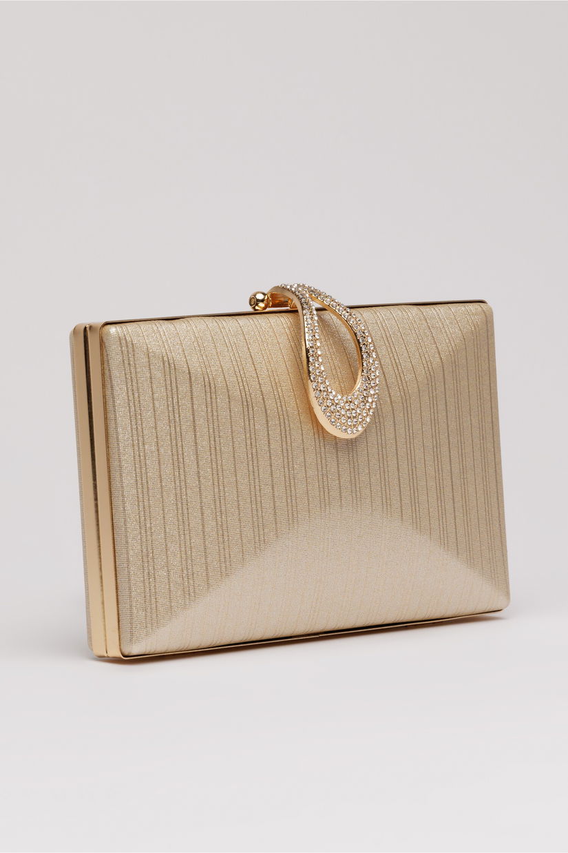 Clutch elegant auriu cu design geometric