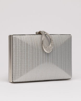 Clutch elegant argintiu cu design geometric