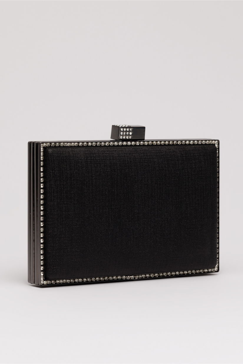 Clutch elegant negru cu pietricele stralucitoare