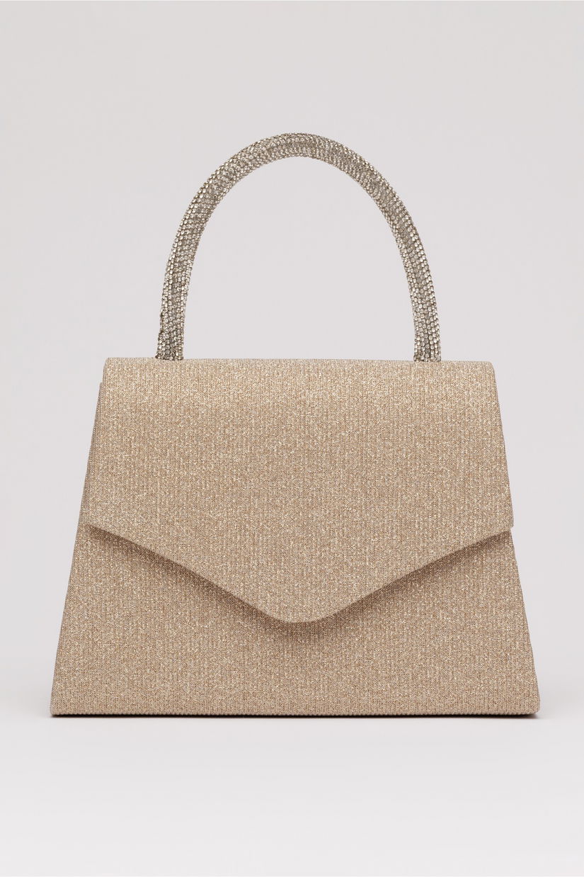 Gentuta din glitter cu reflexii aurii si maner rotund