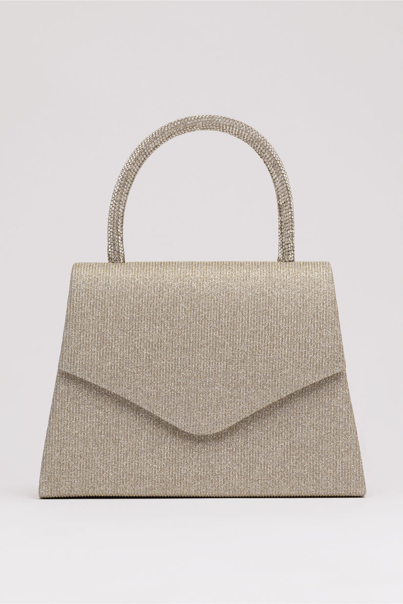 Gentuta din glitter cu refexii rose si maner rotund