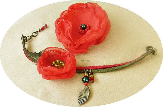 set floral rosu verde