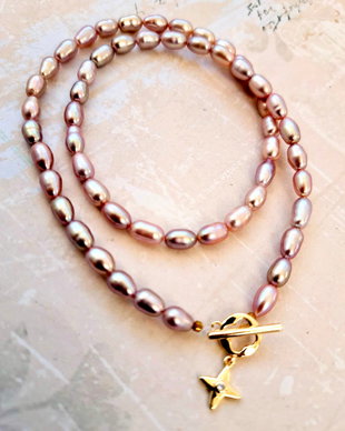 Colier perle de cultura roze prafuit