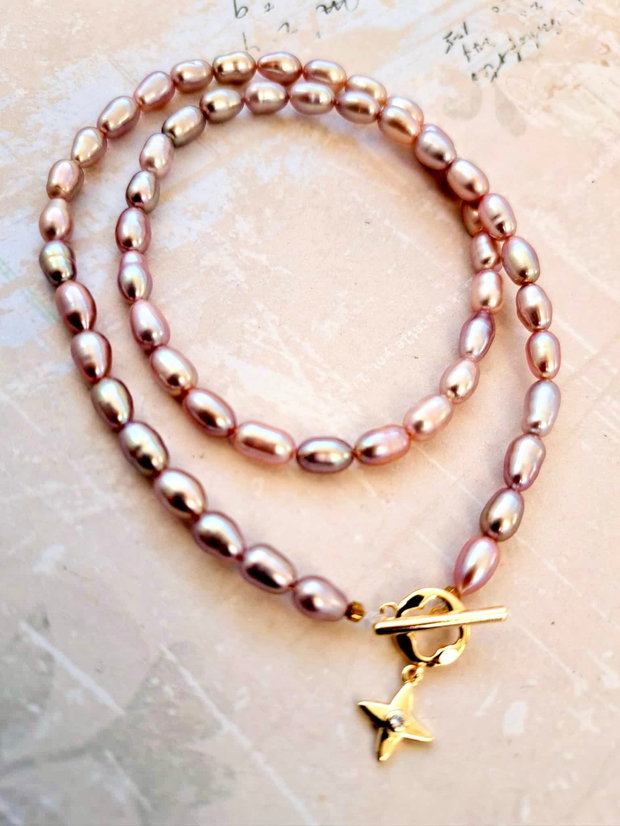 Colier perle de cultura roze prafuit