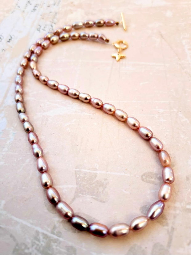 Colier perle de cultura roze prafuit