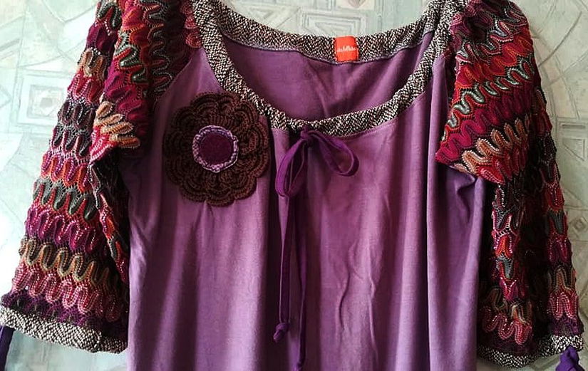 rochie tricot mov cu aplicatii , du Milde , L