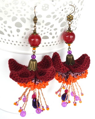 cercei flori mari grena design abstract