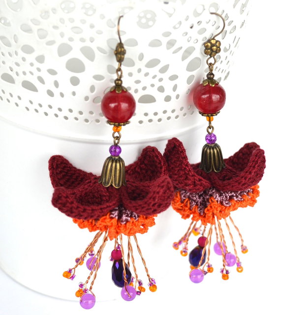 cercei flori mari grena design abstract