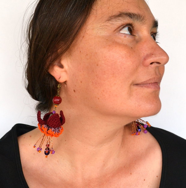 cercei flori mari grena design abstract